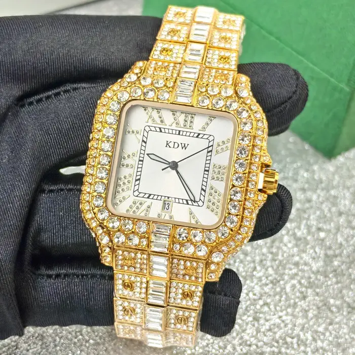 Montre en Quartz Diamantée de Luxe pour Homme