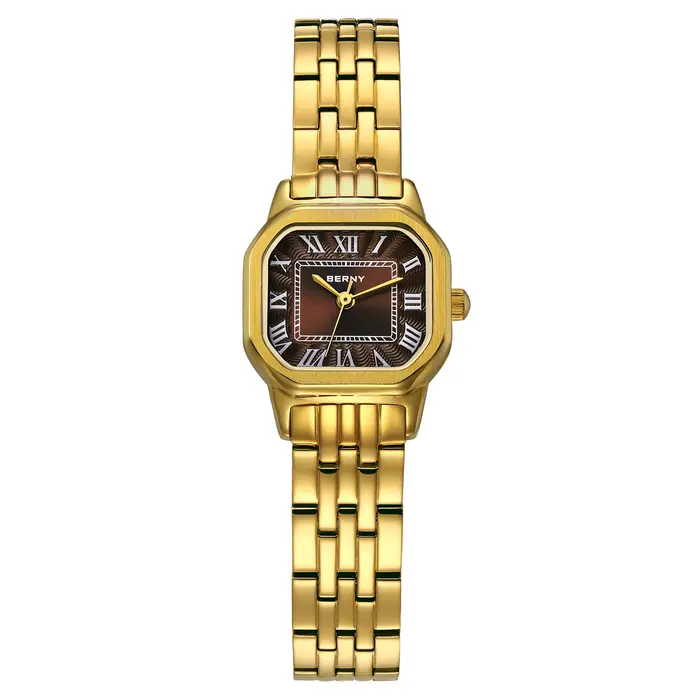 BERNY montre pour femmes carré petit cadran de luxe doré mode décontracté romain classique robe