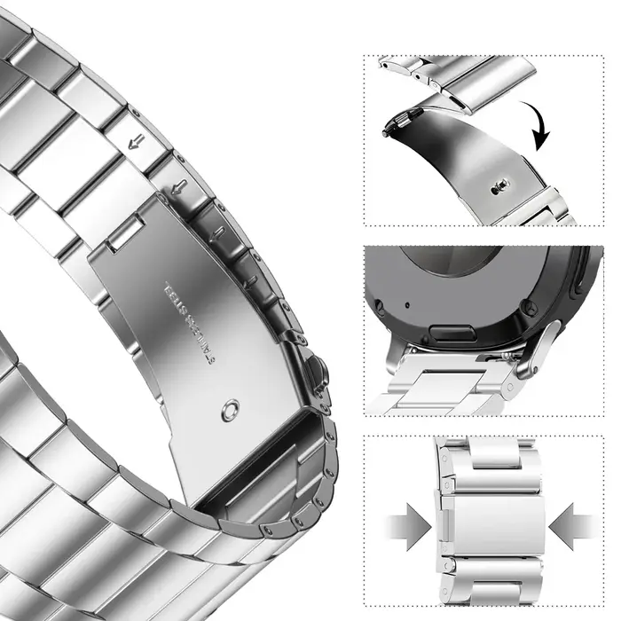 Bracelet en acier inoxydable pour Samsung Galaxy Watch8 40mm 44mm 8 bandes classiques