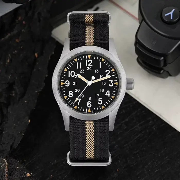 Militado ML05 38mm montre militaire mis5 2035 mouvement bombé saphir cristal C3 vert lumineux 10Bar étanche montres Vintage