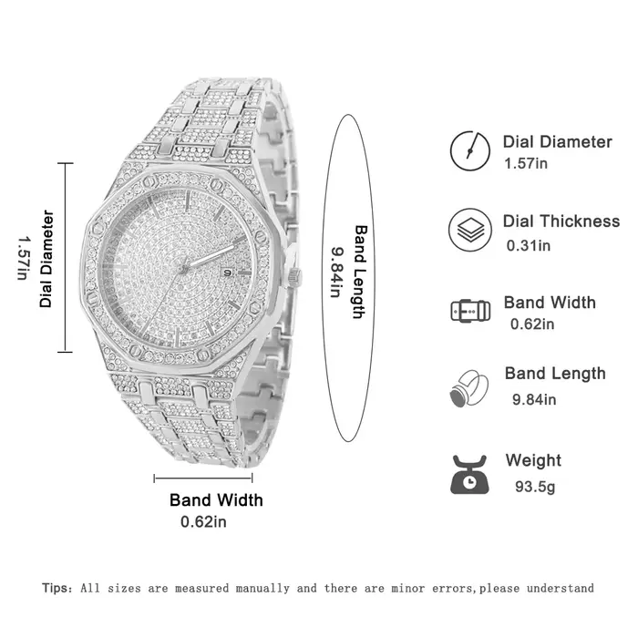Montre glacée pour hommes