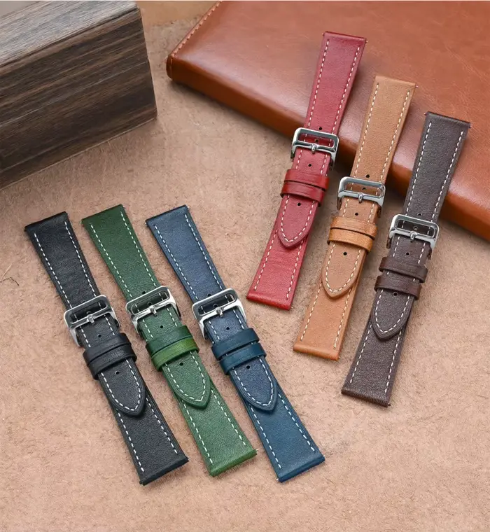 Bracelet de montre en cuir véritable 17mm 18mm 19mm 20mm 21mm 22mm