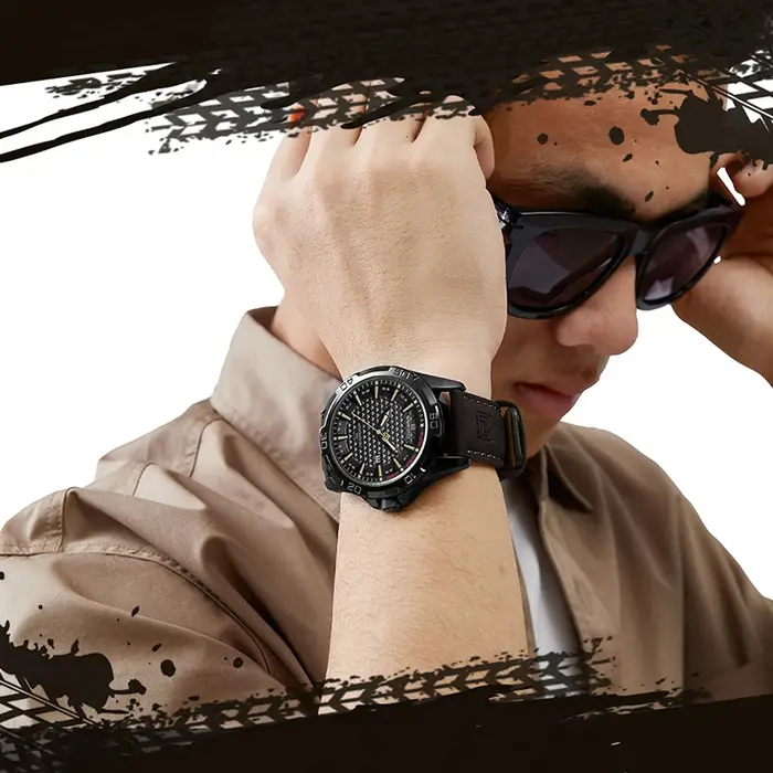 NAVIFORCE hommes Sport décontracté militaire Quartz calendrier montre-bracelet pour homme d'affaires en cuir étanche mâle horloge Relogio Masculino