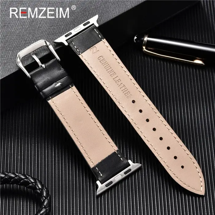 Bracelet de montre en cuir véritable de veau 38mm 40mm 41mm pour iwatch 8 7 6 5 4 3 SE remplacer