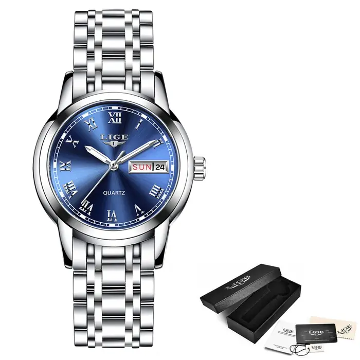 LIGE Top marque de luxe femmes montre mode créative montre en acier pour les femmes étanche Sport Da