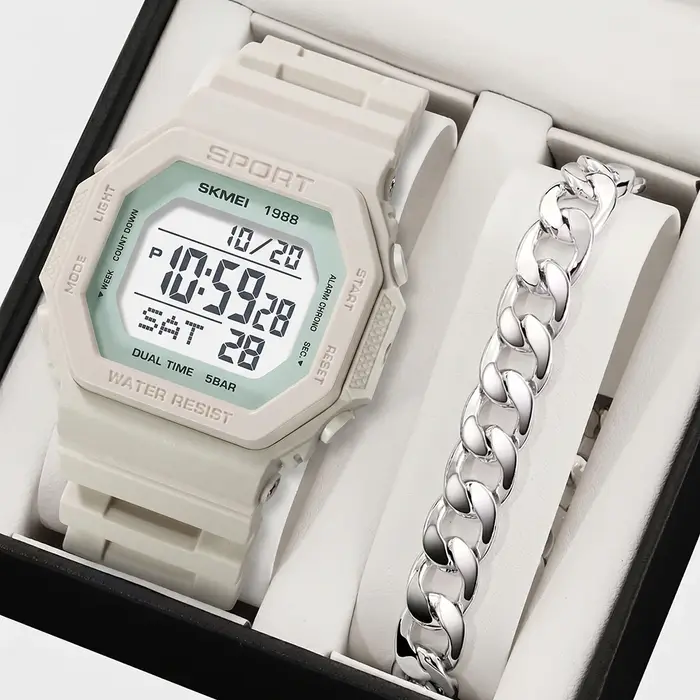 SKMEI mode sport montre numérique pour hommes femmes 5Bar étanche compte à rebours Chrono militaire montre-Bracelet et Bracelet Reloj Hombre