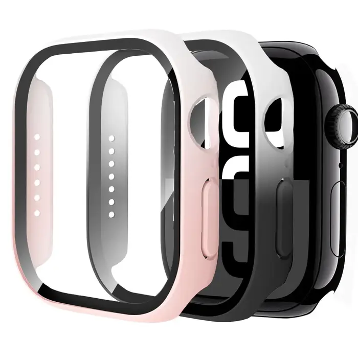 Verre trempé + étui pour Apple Watch 40mm 41mm 42mm 44mm 45mm 46mm protecteur d'écran housse de protection PC iWatch 10 8 7 9 6 SE 5 4