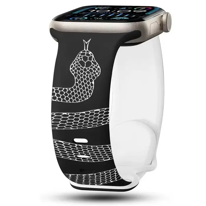 Nouveau bracelet en Silicone serpent gravé pour Apple Watch 42mm 46mm 49mm 41 45 40 38