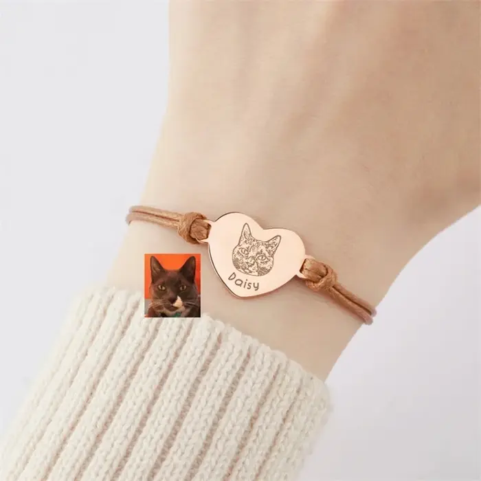 Bracelet personnalisé avec Portrait d'animal de compagnie pour femmes