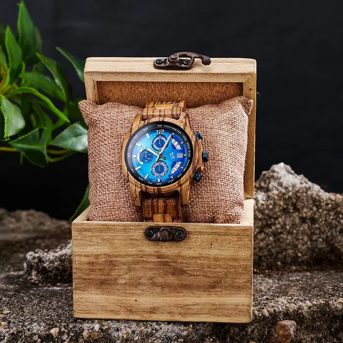 Montre en bois et quartz pour homme, style sport décontracté, avec date automatique, bracelet en bois, chronomètre, cadeau BOBO BIRD Original