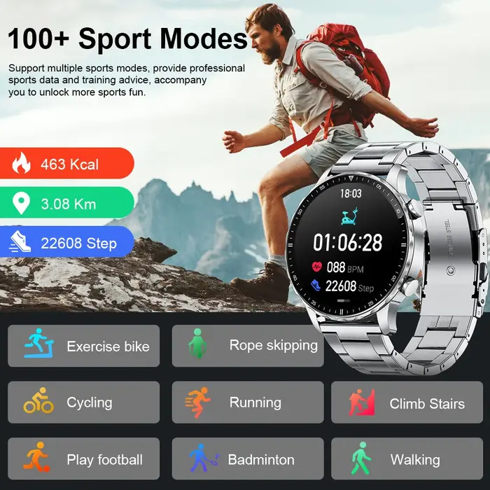 LIGE 2026 nouvelle montre intelligente hommes sang oxygène moniteur de santé montres pour hommes AI