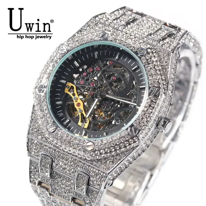 Uwin-Montre mécanique étanche en acier inoxydable pour homme