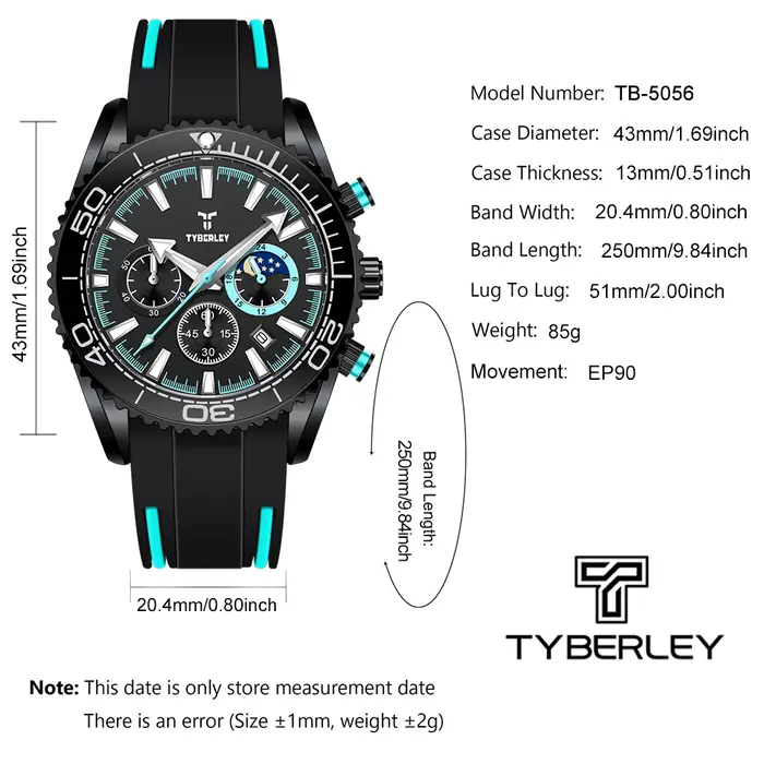 2025 nouvelle montre pour hommes TYBERLEY Top marque Design montres à Quartz de luxe pour homme haut sport horloges étanches homme montres cadeaux