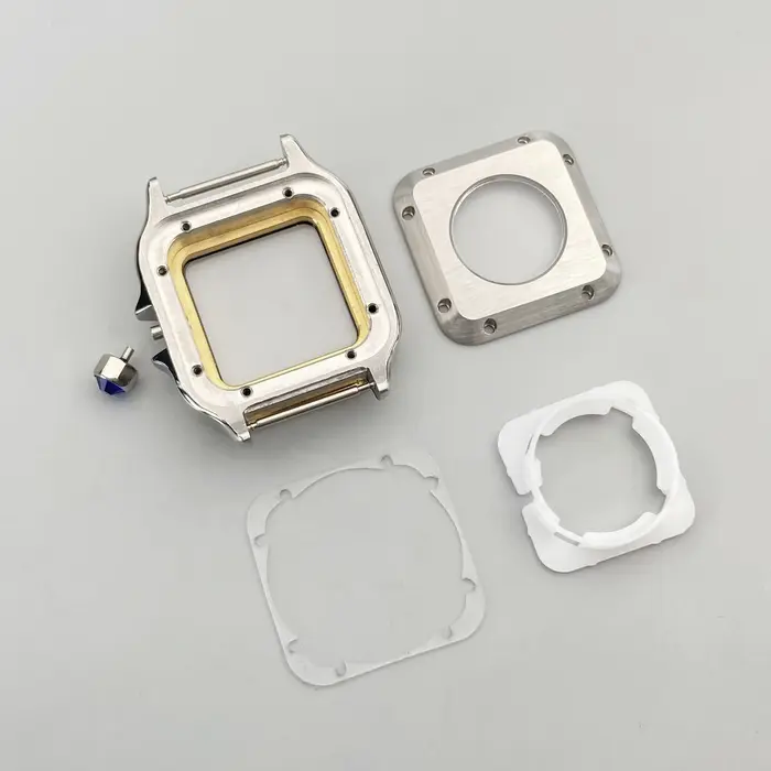 Nouveau boîtier de montre carré NH05 pour femmes, 33.5mm, pour Seiko Santos, accessoires de mouvement NH05/06, adapté au cadran de 23.5mm, possibilité de personnaliser le logo