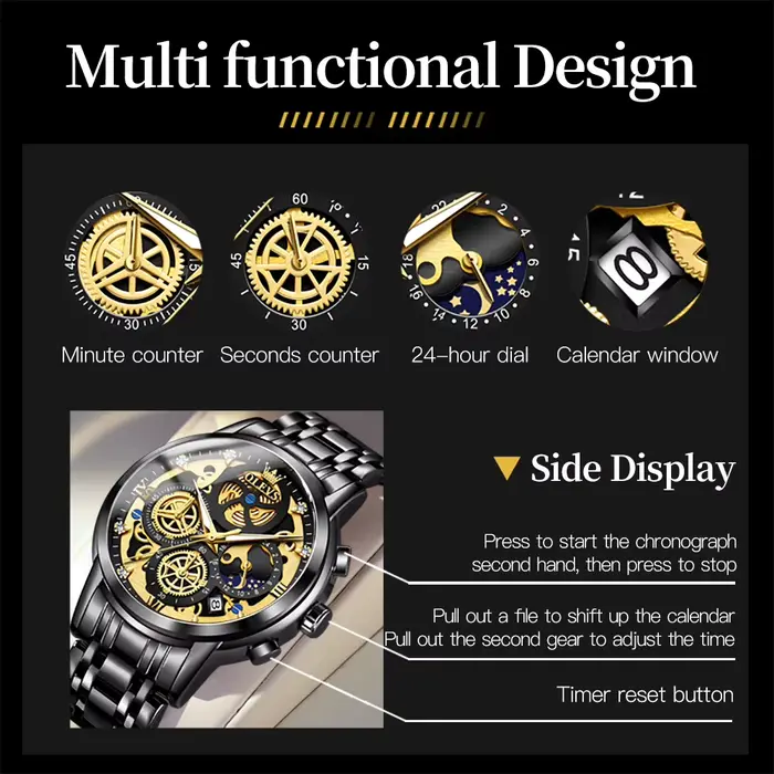 OLEVS montres pour hommes Top marque de luxe Original montre à Quartz étanche pour homme or squelette Style 24 heures jour nuit nouveau