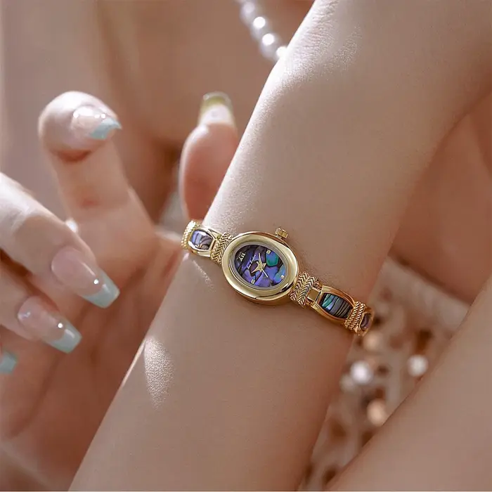 BS Bee Sister Vintage montres pour femme lumière luxe naturel Premium noir or ormeau coquille Bracelet Quartz montre pour femme nouveau