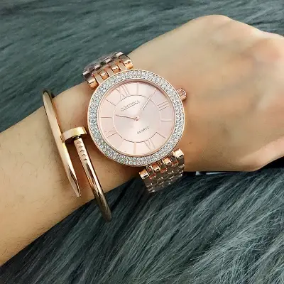 CONTENA-Montre de luxe en acier inoxydable pour femme, bijou argenté avec biscuits, à la mode