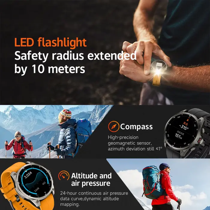 2025 nouvelle montre intelligente GPS pour Sports de plein air Smartwatch boussole altimètre barométrique 10ATM IP69K étanche AMOLED Bracelet pour hommes