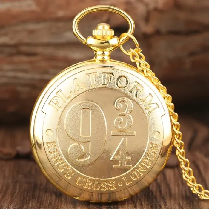 Extension de film chaud King's Cross London 9 3/4 plate-forme montre de poche à Quartz Bronze plein chasseur collier pendentif horloge reloj