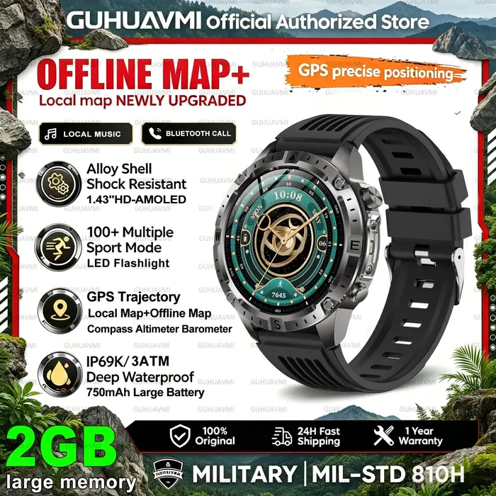 Nouvelle montre connectée sport tout-terrain avec GPS intégré, cartes, altimètre, baromètre, boussol