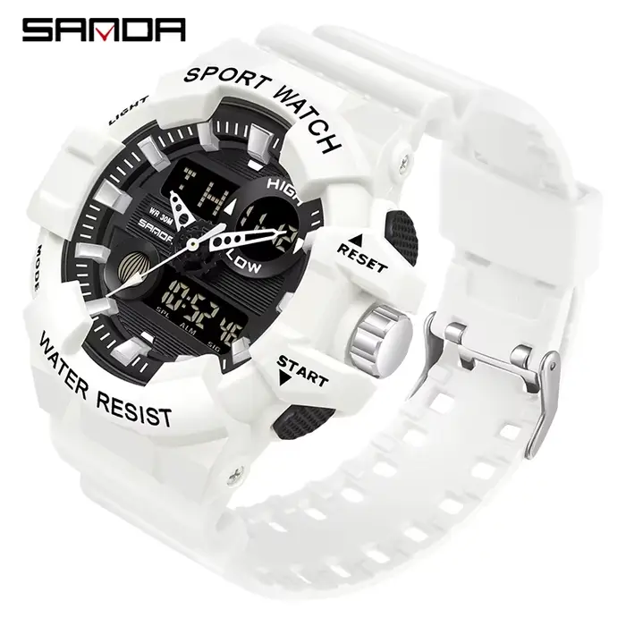 SANDA blanc sport hommes montres haut de gamme de luxe militaire montre à Quartz étanche hommes élec