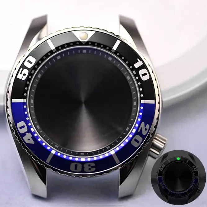 HEIMDALR pièces de montre solide 42mm acier inoxydable poli SBDC/boîtier Sumo bleu noir lunette saphir adapté au mouvement NH35/36