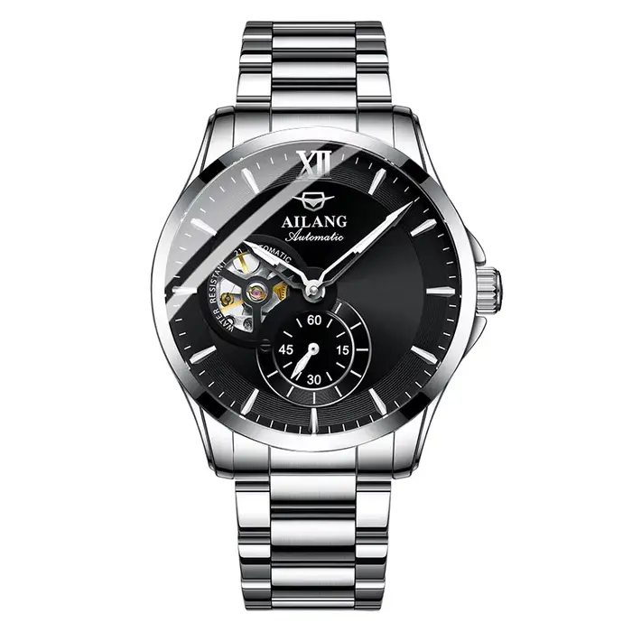 Nouvelle Montre Squelette Étanche Tendance en Cuir Véritable Lumineuse 3 Bar AL8627 AILANG Luxe Méca