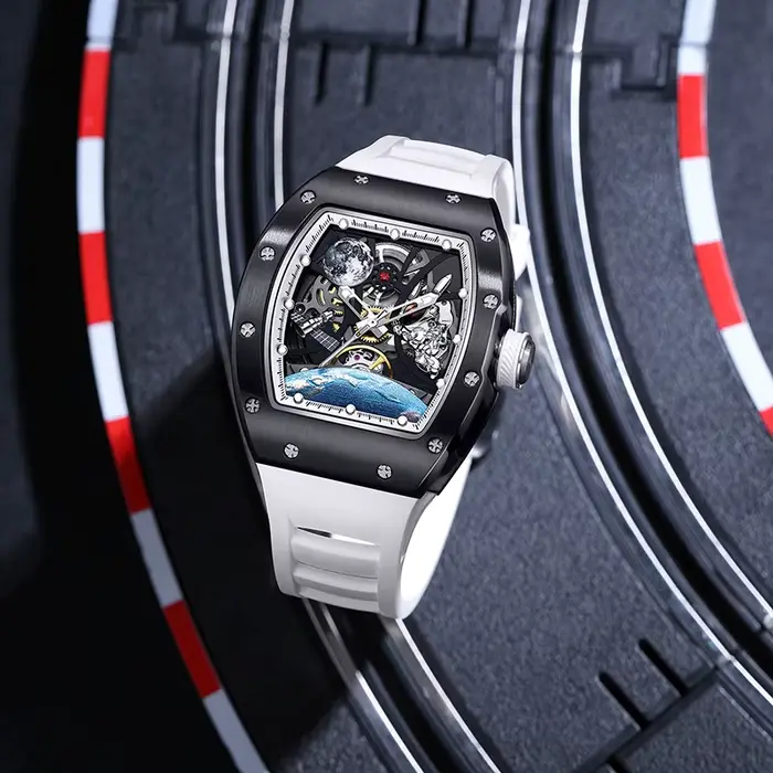 Montres automatiques pour hommes mode Tonneau horloge mécanique cadran terre étanche luxe lumineux squelette