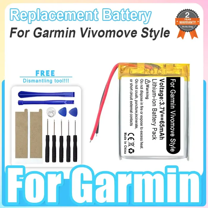 Batterie de remplacement pour montre intelligente de sport, pour Garmin Vivomove Style