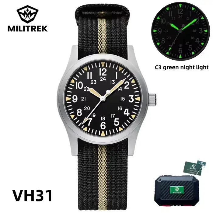 MT9001 montre à Quartz VH31 pour hommes militaire robuste champ extérieur 100M étanche avec verre sa