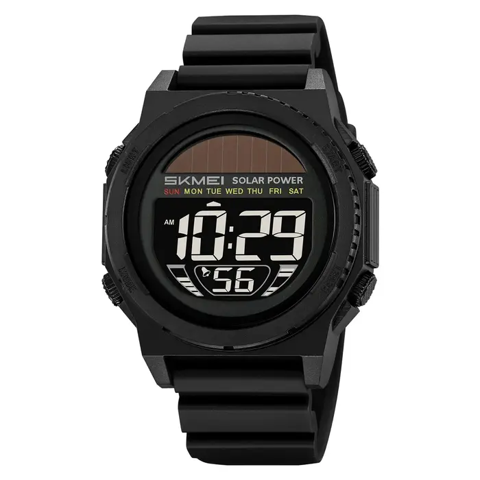 SKMEI énergie solaire numérique sport montres électroniques pour hommes mode décontracté 5Bar étanch