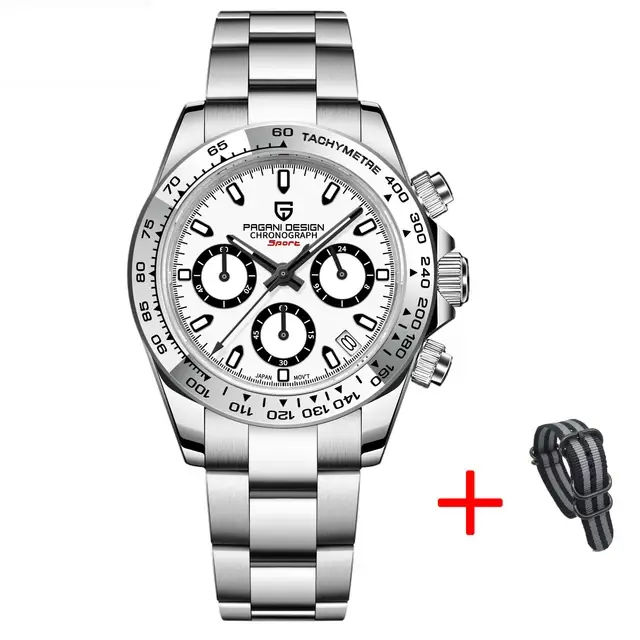 PAGANI DESIGN nouvelle lunette en acier inoxydable hommes montres à Quartz de luxe verre saphir chronographe VK63 montre