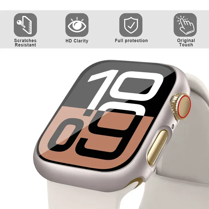 Verre + couvercle pour boîtier de montre Apple 46mm 44mm 40mm 45mm 41mm 42mm 38mm protecteur d'écran iwatch série 10 9 8 7 6 5 3 SE accessoires