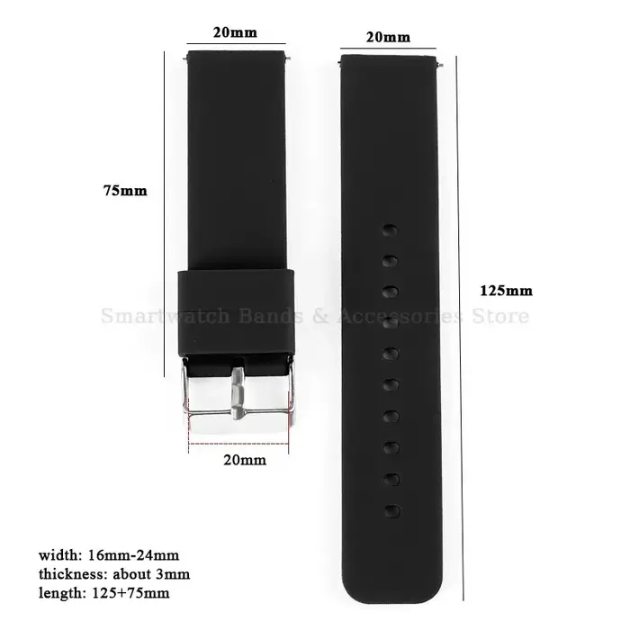 Bracelet de montre en Silicone 10mm 12mm 14mm 15mm 16mm 18mm 20mm 21mm 22mm 24mm Bracelet de montre à dégagement rapide pour hommes femmes Bracelet universel