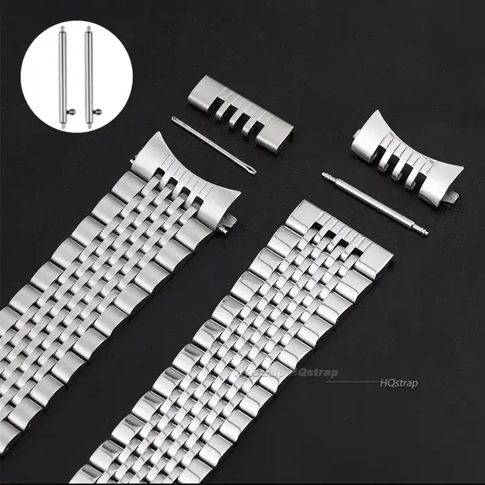 Bracelet de montre en acier inoxydable à extrémité plate incurvée de 18mm 20mm 22mm