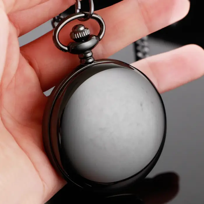 Montre de poche classique en acier poli à quartz pour homme, cadeau idéal