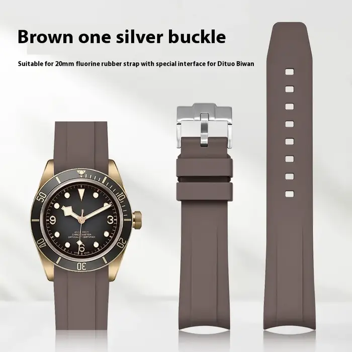 Bracelet en caoutchouc fluoré pour Tudor Black Bay série spécial 20mm extrémité incurvée FKM