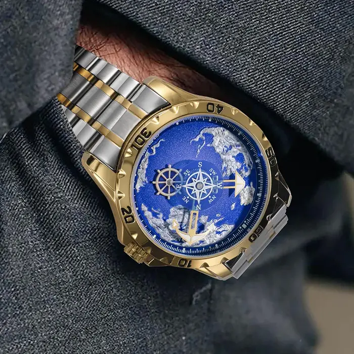 GLENAW Design nouveaux hommes montres série nautique voyageur en acier inoxydable brillant étanche montre mécanique