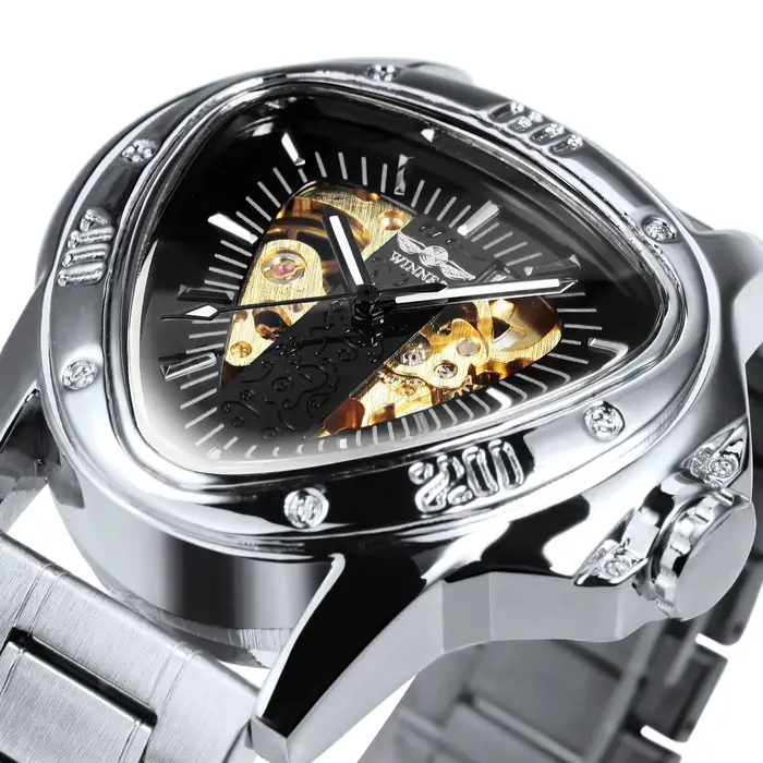 Winner – montre officielle Triangle squelette doré pour homme