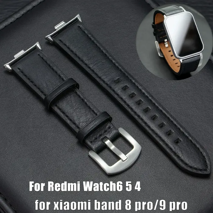 Bracelet de remplacement en cuir avec interface métallique pour montre connectée Xiaomi Redmi Watch 6 5 4