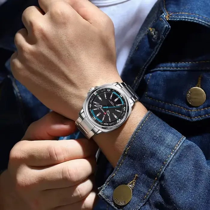 CURREN 8455 décontracté montre à Quartz pour hommes marque sport mode étanche bracelet en acier inoxydable créatif mâle horloge montres d'affaires