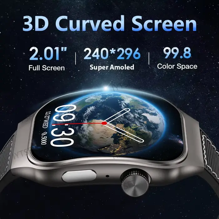 LAXASFIT 2.01 pouces écran incurvé montre intelligente pour hommes Bluetooth 5.3 HD appel plusieurs Modes de sport femme