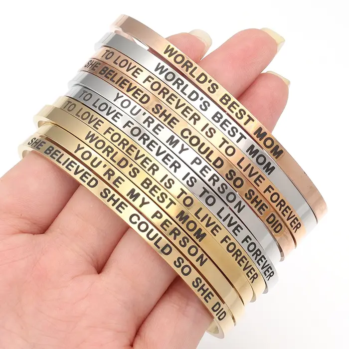 Bracelet à bouche ouverte en acier inoxydable, 1 brin, réglable, luxe, haut de gamme, style européen et américain, cadeau d'anniversaire