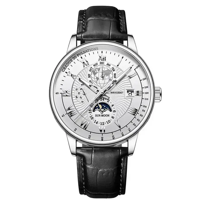 2025 montre pour hommes chronographe Phase de lune motif lumineux haut de gamme Sport homme montre-bracelet en cuir