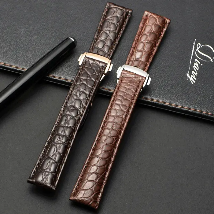 Bracelet de montre en cuir véritable de crocodile