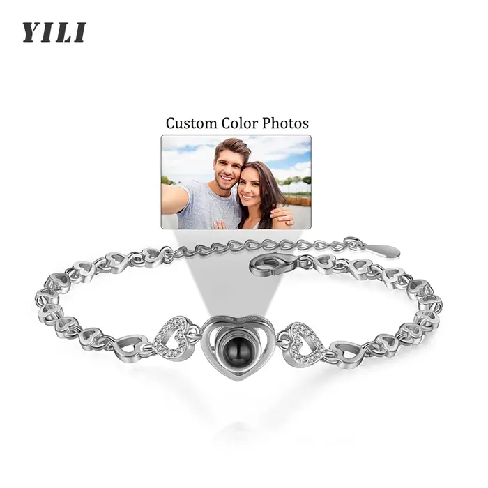 Bracelets personnalisés avec image intérieure, bracelets de projection photo pour femmes, bracelet p