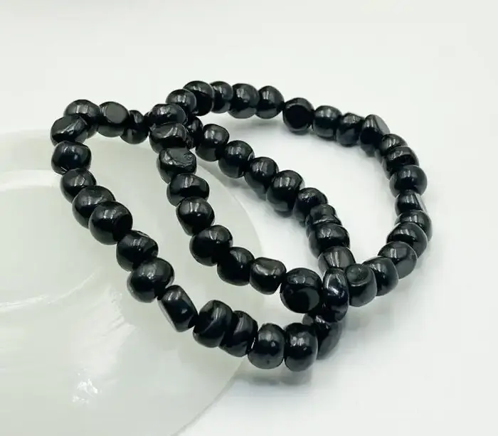 Bracelet Shungite 100% naturel, 1 pièce, perles de pépite de 8mm de russie, Protection contre les ra