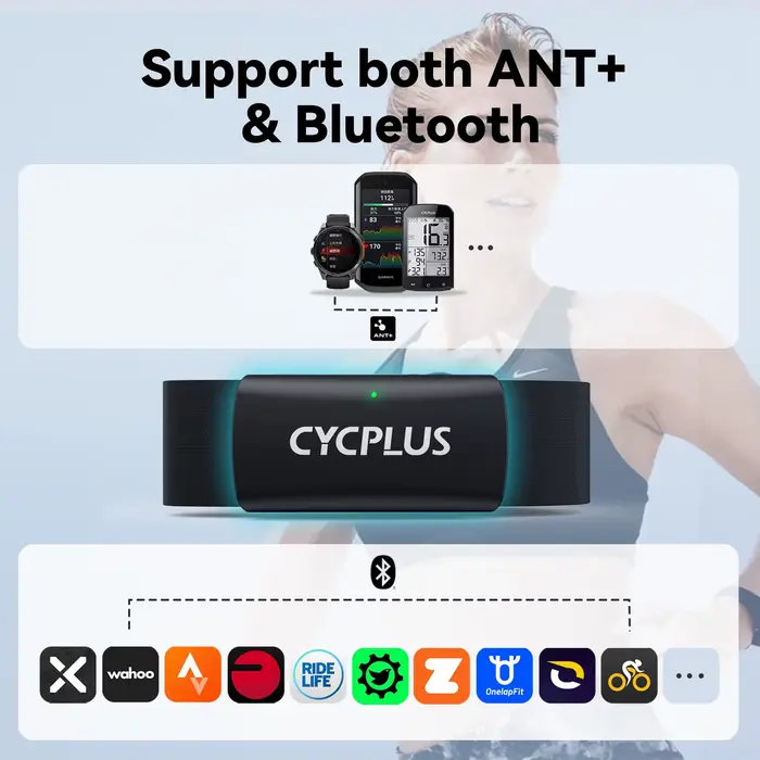 CYCPLUS H2 moniteur de fréquence cardiaque BLE ANT + IPX7 sangle pectorale