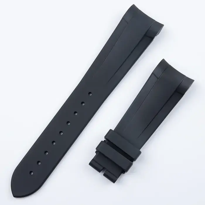 Bracelet de montre en caoutchouc fluoré FKM, extrémité incurvée de 22mm, pour bracelet Tudor Black B