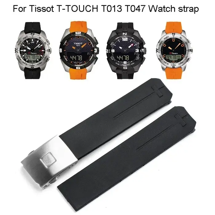 Bracelet de montre en Silicone adapté pour Tissot T-TOUCH T013 T047 20mm 21mm noir Orange Sport